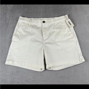 Ouku Mens White roll cuff denim shorts size Large